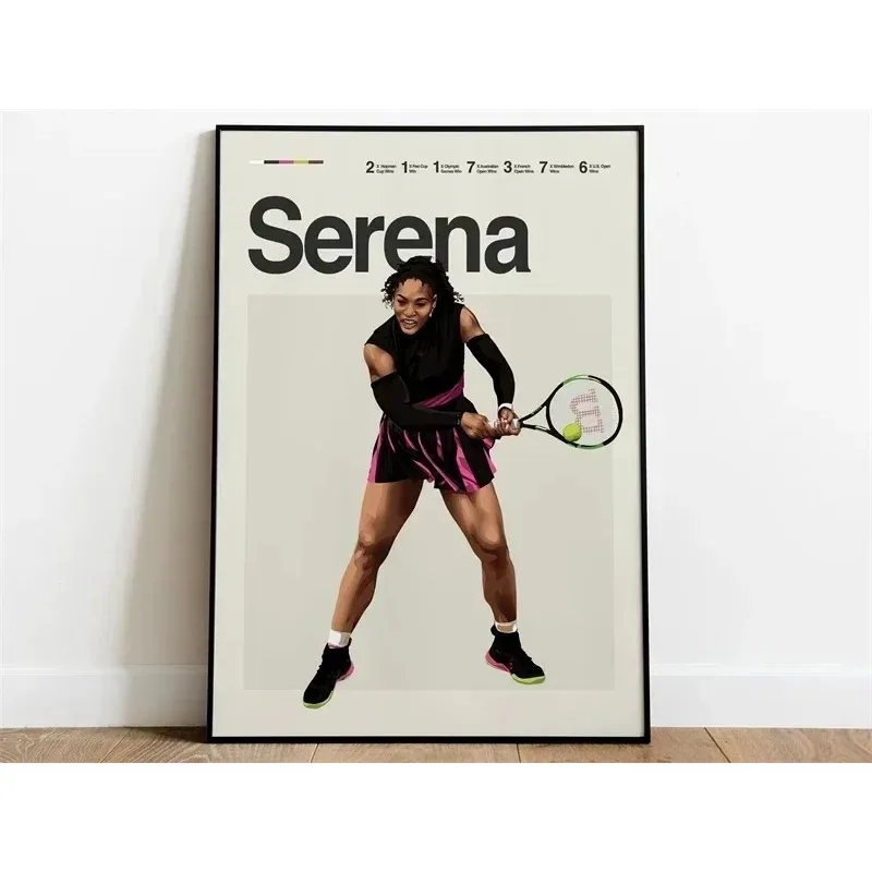 Legends Athletes Tennis Poster Aesthetic Mid Century Modern Tennis Wall Art Ideal for Office Bedroom Canvas Prictures Room Decor