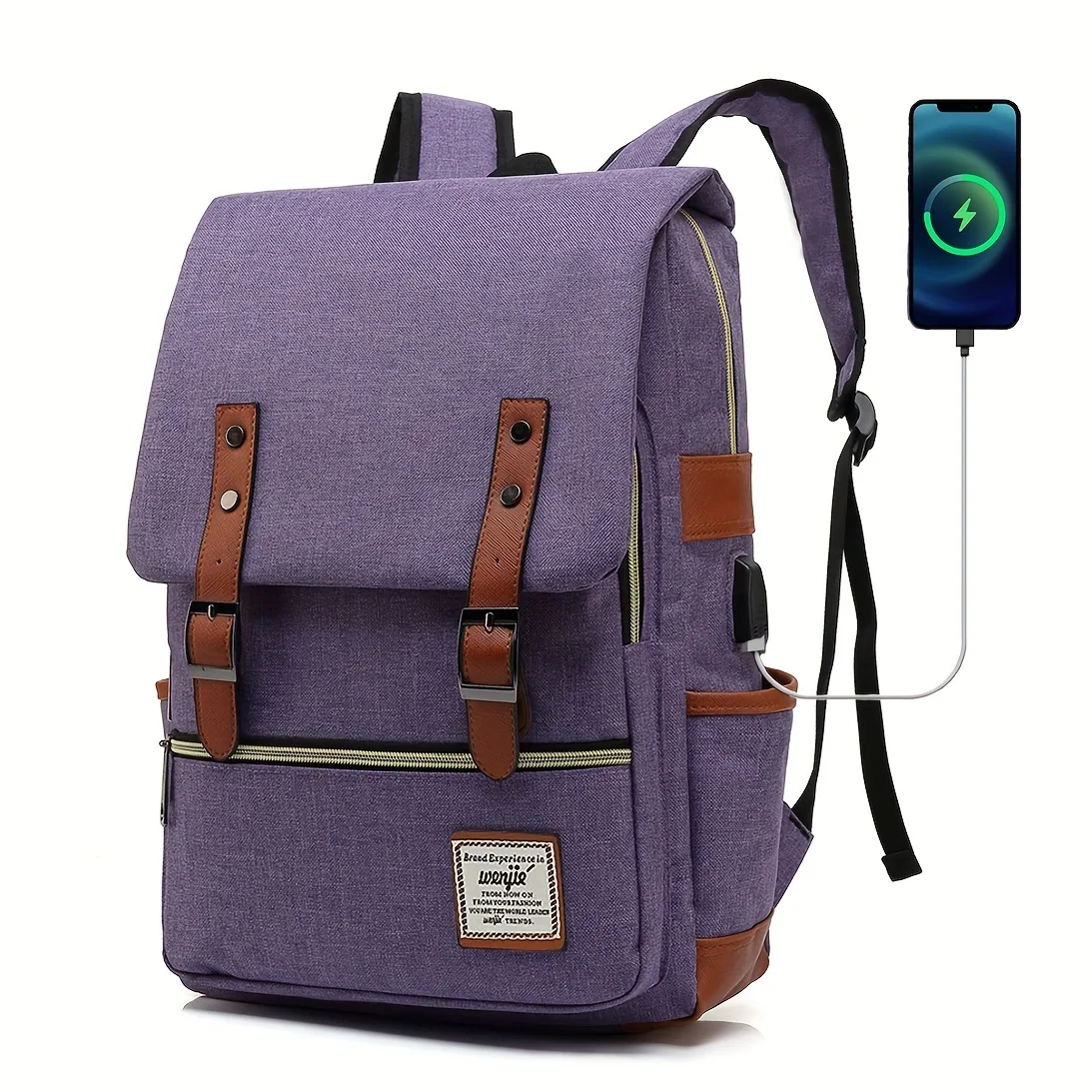 1pc Vintage Nylon Laptop Backpack With USB Charging Port Slim Tear Resistant Business Backpack Fits Up To 15.6 Inch Notebook