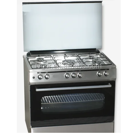 36-Inch Stainless Steel Gas/Electric Range 5 Burners Double Convection/Turbo Oven Mechanical Timer Control 60L Household