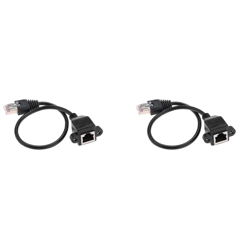 ABLJ 2X، 1FT RJ45 ذكر إلى أنثى برغي لوحة جبل إيثرنت LAN كابل تمديد الشبكة