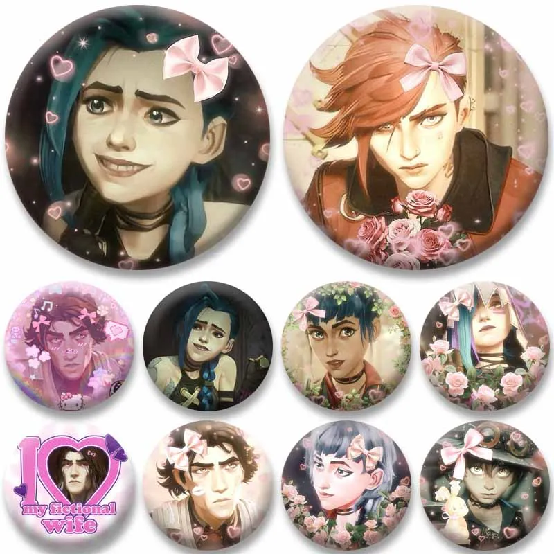 

Anime Figure Viktor Ekko Caitlyn Kiramman Button Pins Creative Cartoon Cosplay Badge DIY Bag Jacket Nrooch Jewelry Accessories