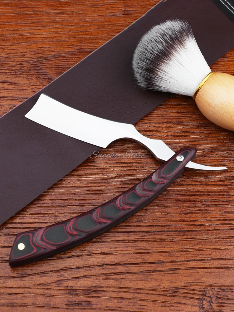 Classic Steel Straight Edge Shaving Razor Salon Shaver Men's Beard Haircut Sharp Razor Wooden Handle Barber Shop Shaving Knife