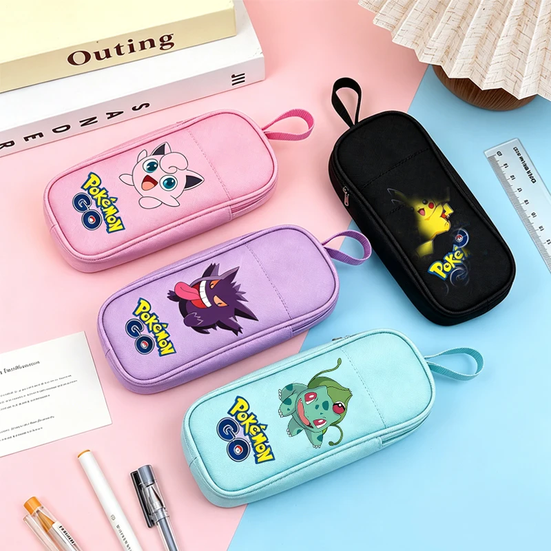 Cartoon Pokemons Girl Boy Pencil Bag Cute Pikachu Mewtwo Pencil Case Large Capacity Student Stationery Pouch School Supplies