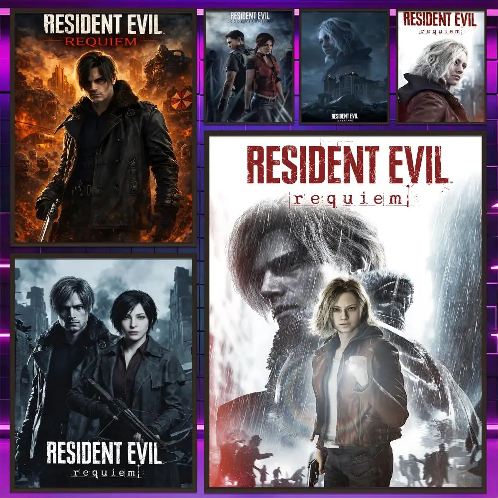Horror R-Resident Evil Requiems Poster Versatile HD Waterproof Wall Art Self-Adhesive Decor for Any Space Ideal Gift