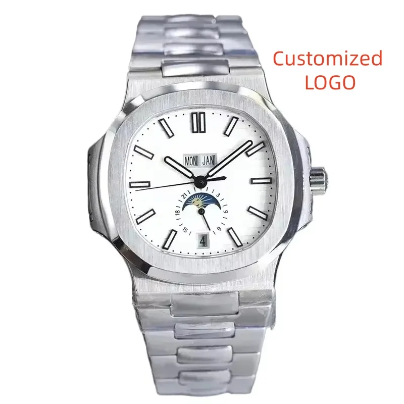 

Men Moonphase Calendar Daydate Watches Automatic Mechanical Watches 904L Stainless Steel Silver Gold Black Blue Customized
