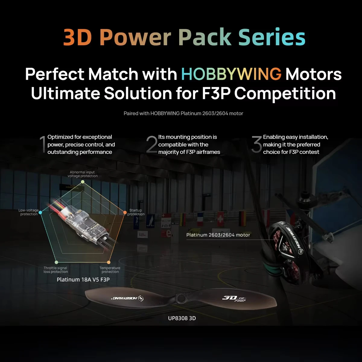 Hobbywing 3D Power Pack Series F3P -3D-COMBO 2604-1500KV motor Plastic Indoor Competition Plane Airplane Fixed wing aircraft RC
