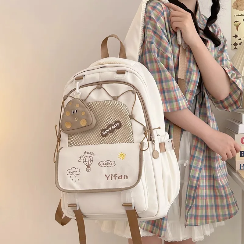 Cute School Backpack for Girls Elementary and Middle School Students High Aesthetic Dual Shoulder Bag Soft Sweet College Style