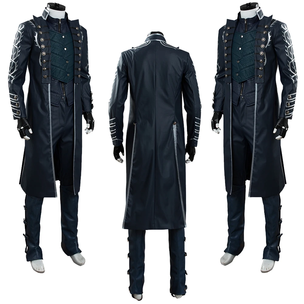 Vergil Cosplay Role Play Game DMC 5 Costume Male Gloves Outfits Adult Men Roleplay Fantasy Fancy Dress Up Party Clothes