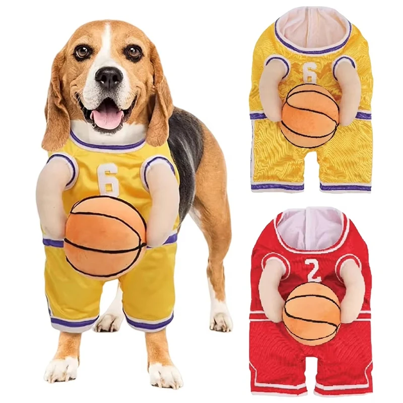 Dog Basketball Player Costume With Ball Dog Basketball Costume Funny Dress Up Sports Outfit Halloween Cosplay For Pets