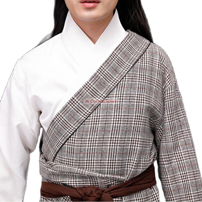 Película de TV Hanfu, ropa de actuación para Cosplay, disfraz antiguo chino para hombre, bata de espadachín, ropa étnica tradicional, vestido de lino y algodón