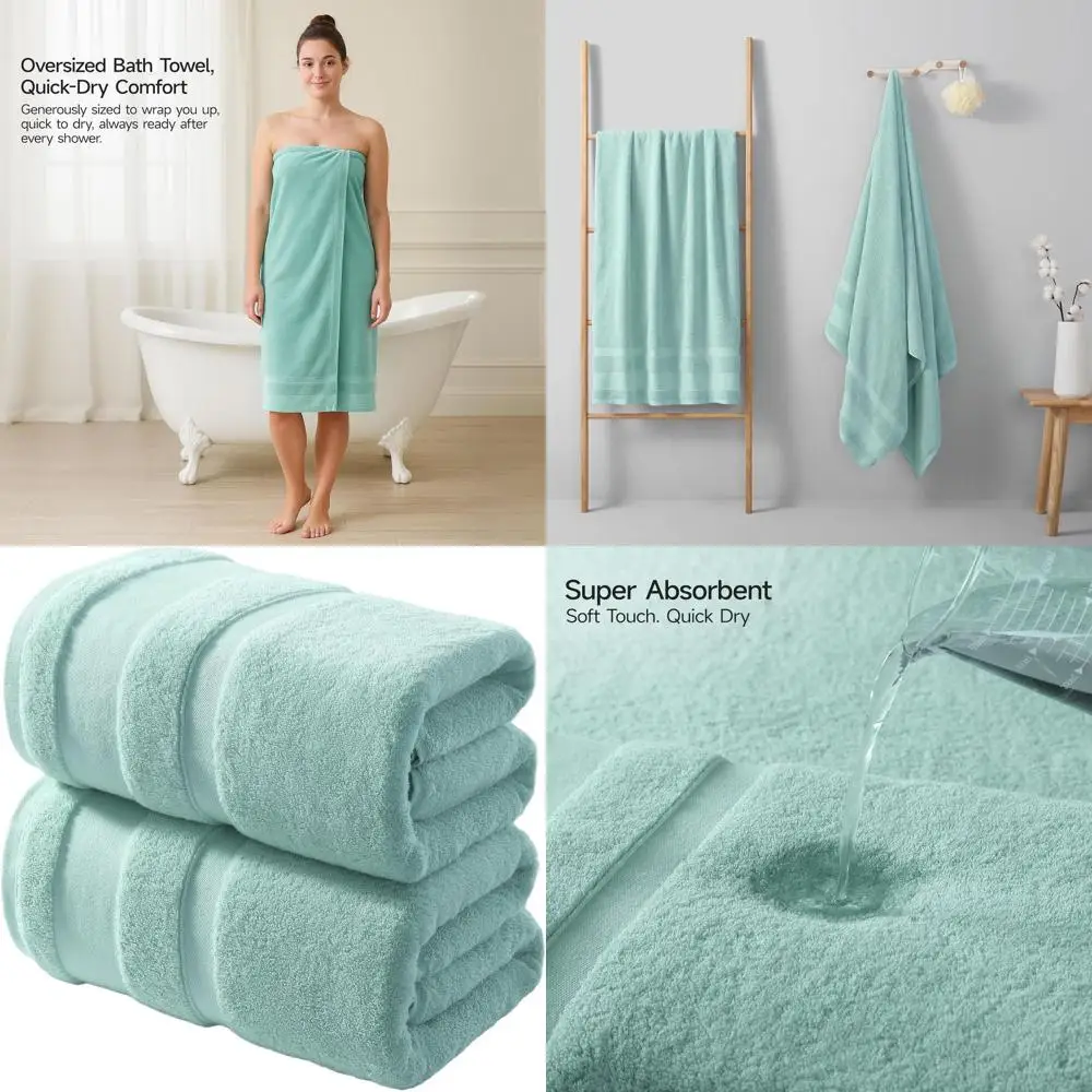 

Набор из 2 очень больших хлопковых простыней для ванной 35x70, 800 GSM, мягкие и впитывающие, быстросохнущие полотенца для дома, спортзала, спа-салона