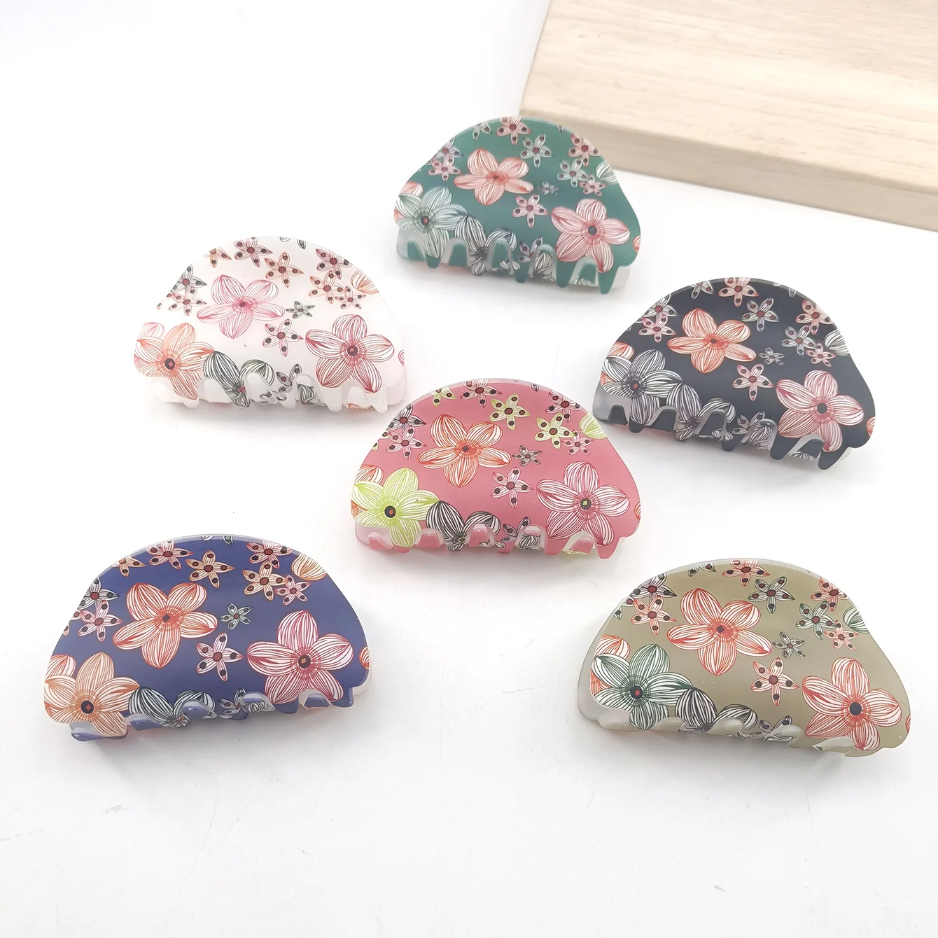 الاكريليك الأزهار الحلو مشبك شعر صغير مقاطع النساء الفتيات البلاستيك طباعة كراب المشابك مقاطع مقاطع الشعر دبابيس الشعر الملحقات