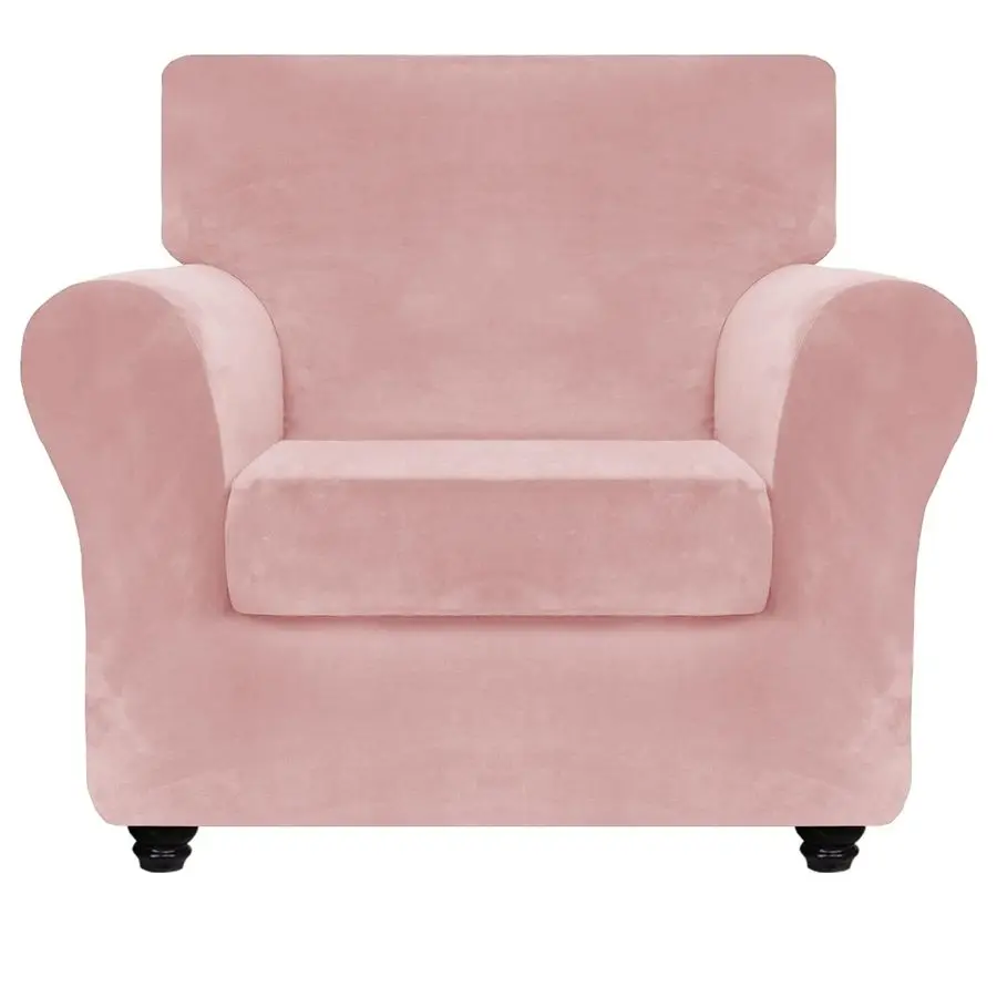 

Luxury Velvet Chair Slipcovers with Arm 2 Piece Stretch Chair Covers for Living Room Thick Soft Armchair Slipcover Anti Slip Pet