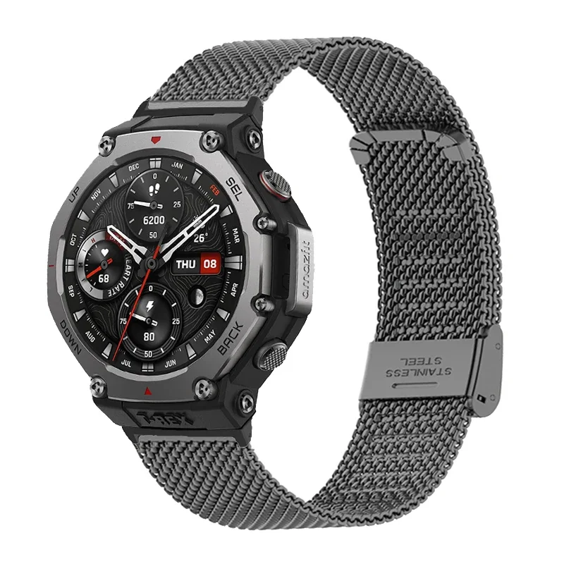 สําหรับ AMAZFT T REX 3 สายคล้องโลหะ Correas reloj สําหรับ Amazfit T-Rex 3 สแตนเลสสําหรับ amazfit t rex 3 เปลี่ยนสร้อยข้อมือ