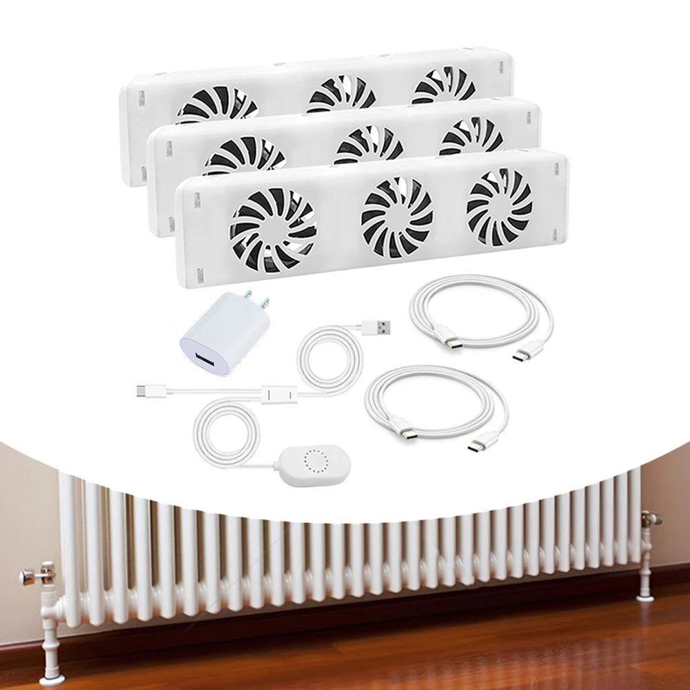 Smart 3-Fan Magnetic Fireplace Fan Cooling Fan Set Enhance Home Comfort Easy Installation Heating Cooling Vents Part US-Plug