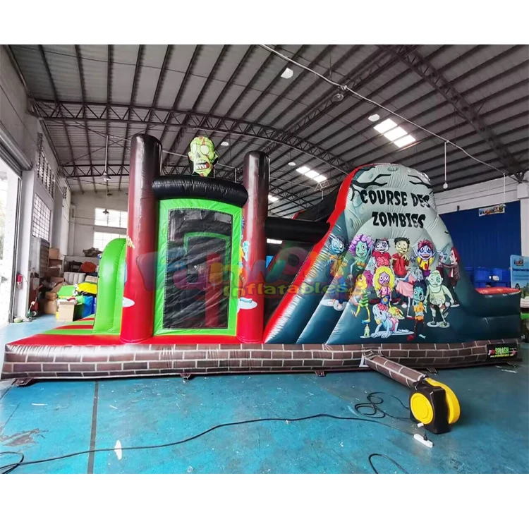 Halloween Holiday Inflatable Zombie Obstacle Course for Kids Commercial Use Bounce House Slide Combo Portable