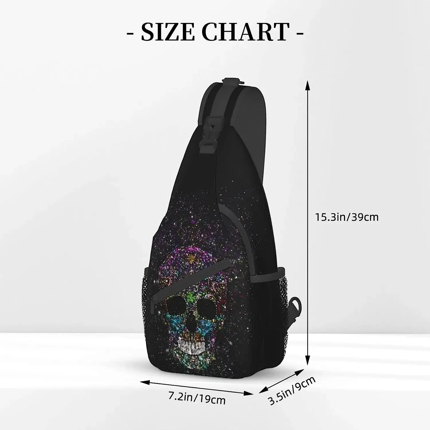 Skull Sling Bag for Women Men, Funny Crossbody Sling Backpack Shoulder Bag Chest Bag for Travel Hiking