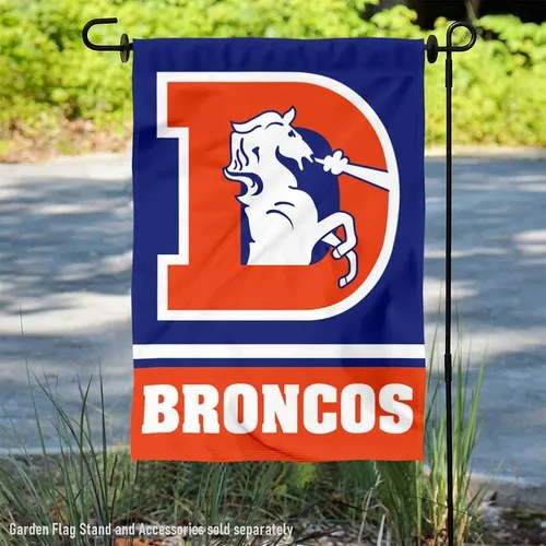 Denver Broncos Throwback Logo Garden Flag and Yard Banner ffm