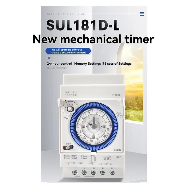 ABBO-24-Hour AC110-230V Time Relay CNC Sul181d Mechanical Timer Industrial Track Installation Time Control Switch