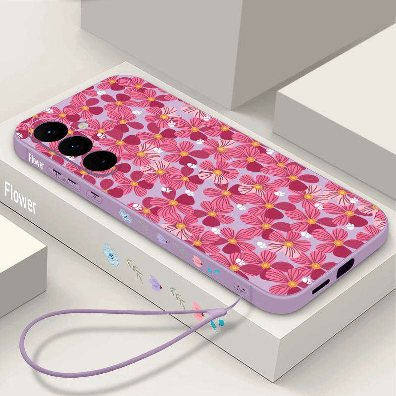 Flower Pattern Phone Case For Samsung Galaxy S24 S25 FE S26 S25 S23 S22 Ultra A57 A17 A56 A16 A55 A15 A54 A36 5G Soft TPU Cover
