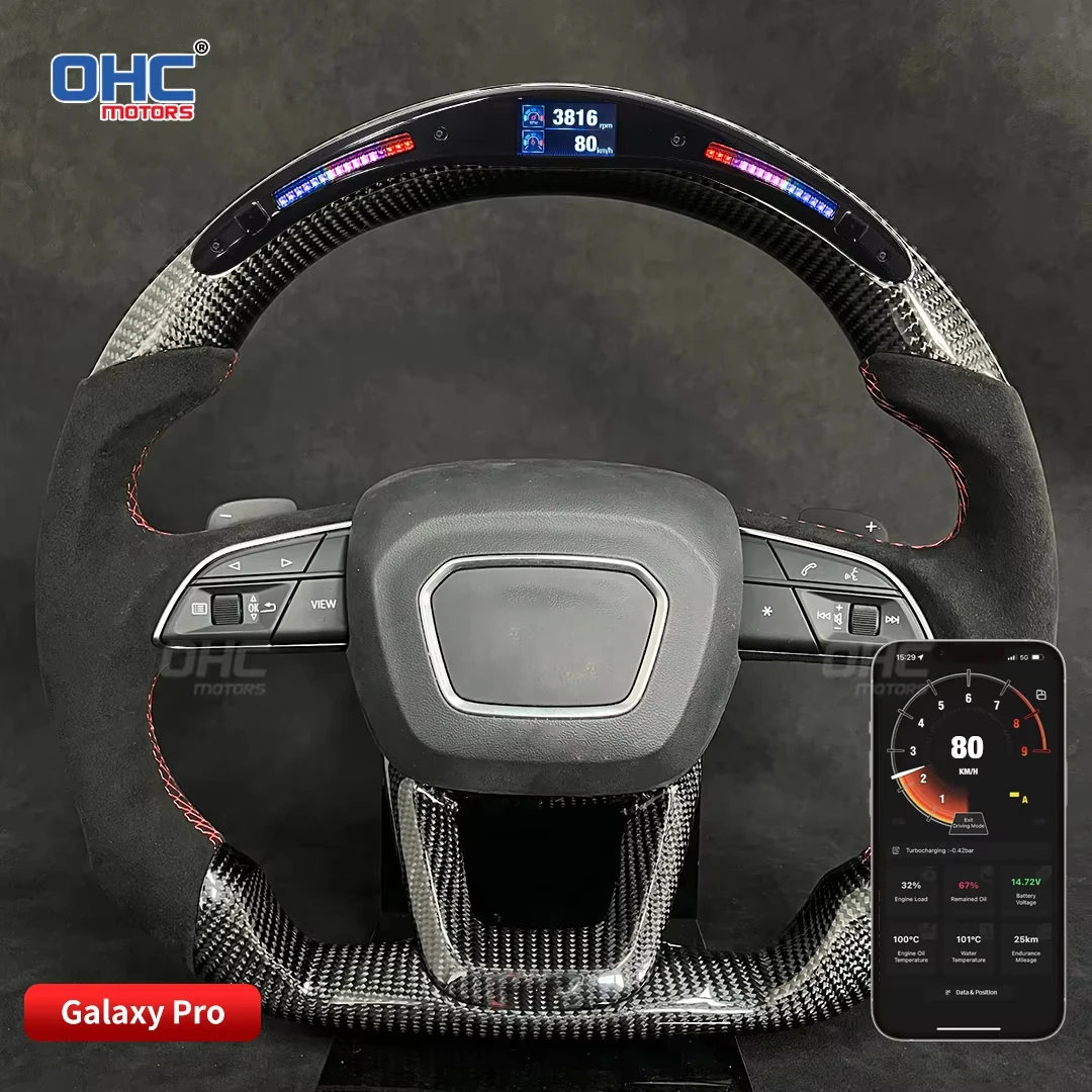 

OHC Motors LED Racing Steering Wheel Compatible for Audi Q3 Q5 Bluetooth Connection App Smart Data Display Steering Wheel