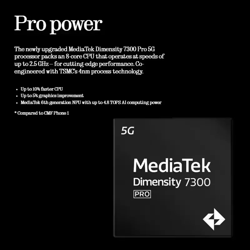 الإصدار العالمي CMF Phone 2 Pro 5G الهاتف الذكي MediaTek الأبعاد 7300 Pro 5G 6.77inhces AMOLED عرض 50MP كاميرا رئيسية بطارية 5000mAh #4