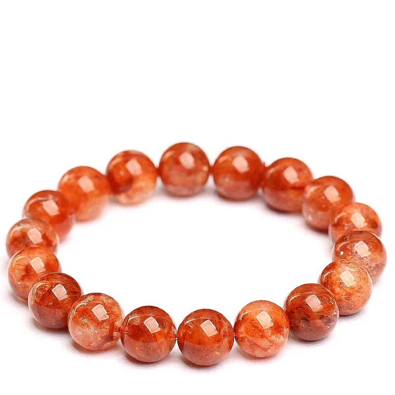 Natural Orange Sericite Phantom Round Beads Bracelet 13mm Red Phantom Garden White Snow Women Men AAAAA