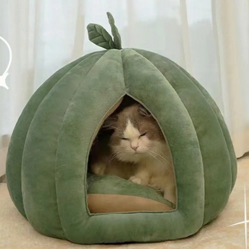 Pet House Pumpkin Cat Nest Winter Warm Cat House Enclosed Cat Bed Cat Cave Pets Tent Cozy Cave Nest Small Dog House