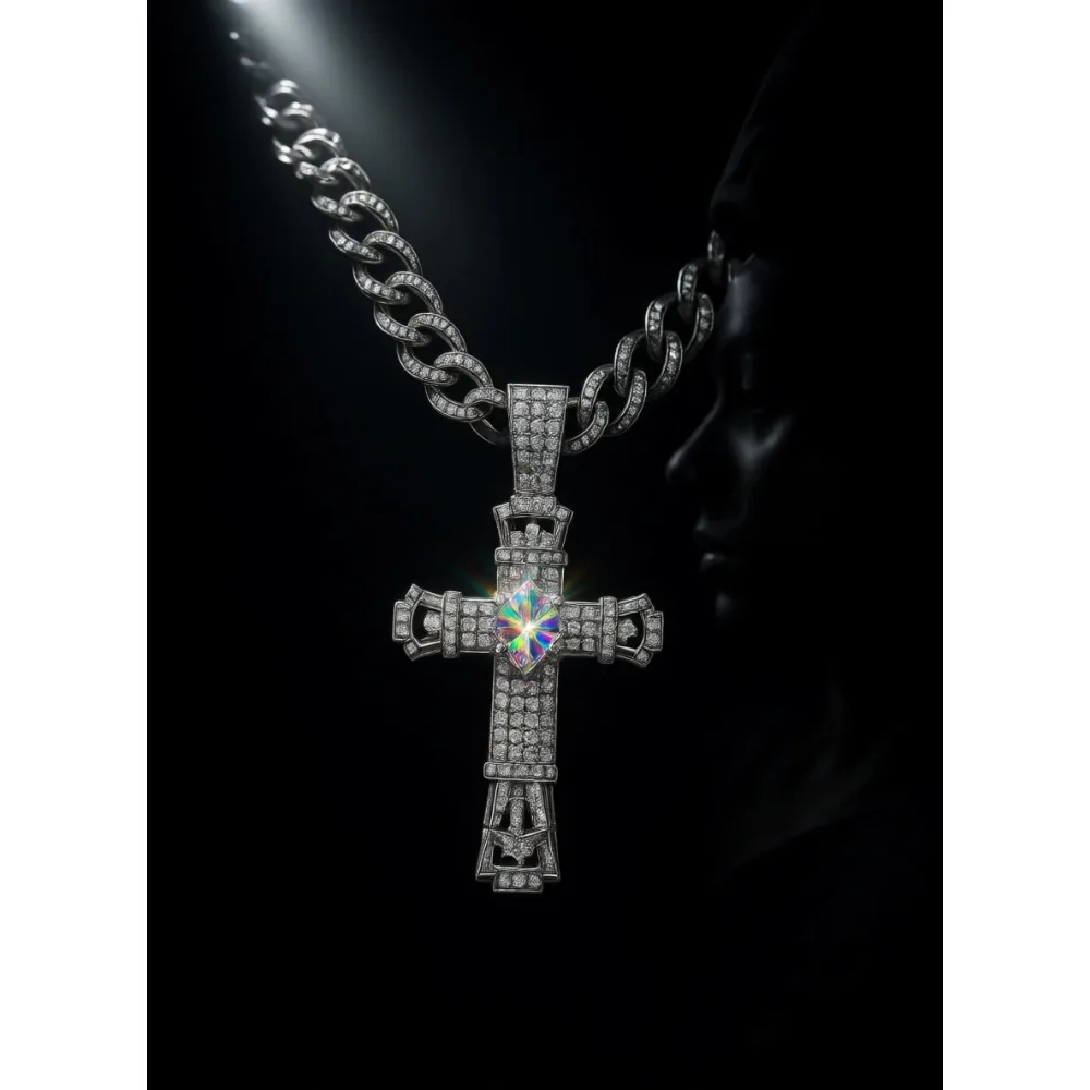 

Цепочка Cuban Link Iced Out для мужчин в стиле Майами, серебристая, с золотым покрытием, блестящая, в стиле хип-хоп