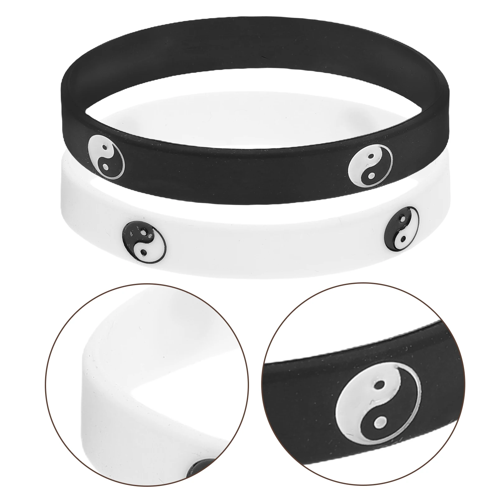 

2pcs Tai Chi Silicone Bracelet Rubber Wristband Mosaic Chinese Jelly Man Couple Matching Waterproof Fashion Accessories