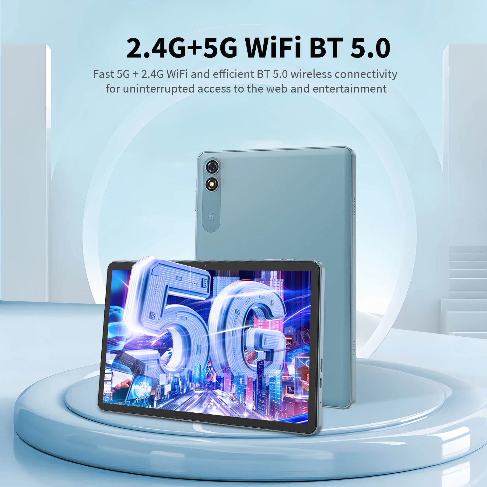 2025 Relndoo Android 15 Tablet, 24 GB (4 + 20 Expanso) RAM + 128 GB ROM, 10,1 Polegadas 1280x800 IPS, 5MP + 13MP Câmera Dupla, 5G WIFI, Tipo C