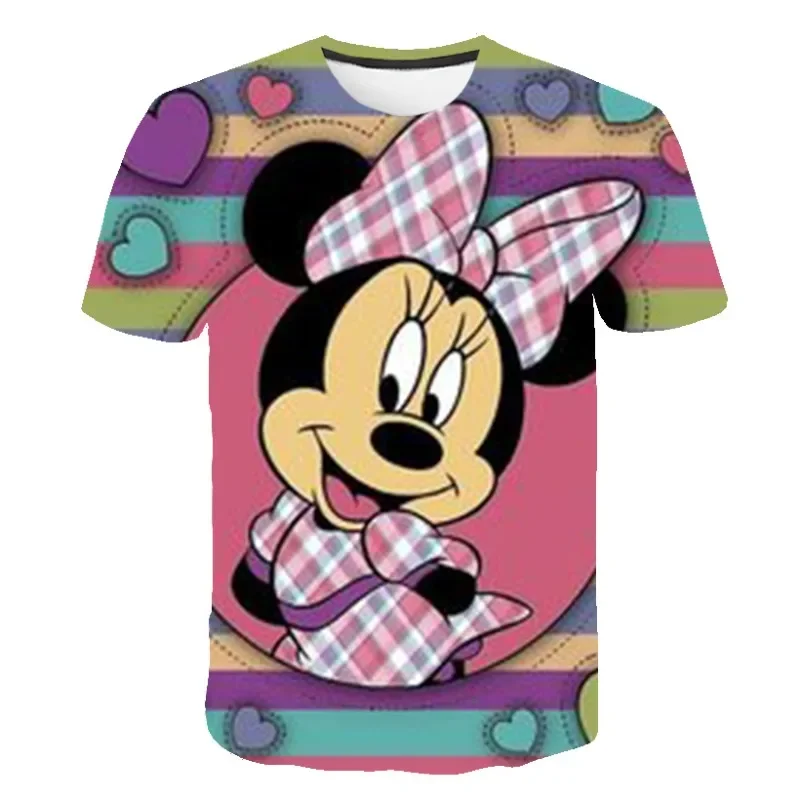 2024 Disney Mickey Mouse 3d Print T Shirts Costumes Girls Tops Tees Clothes Children Short Sleeves Casual Tee-Shirt