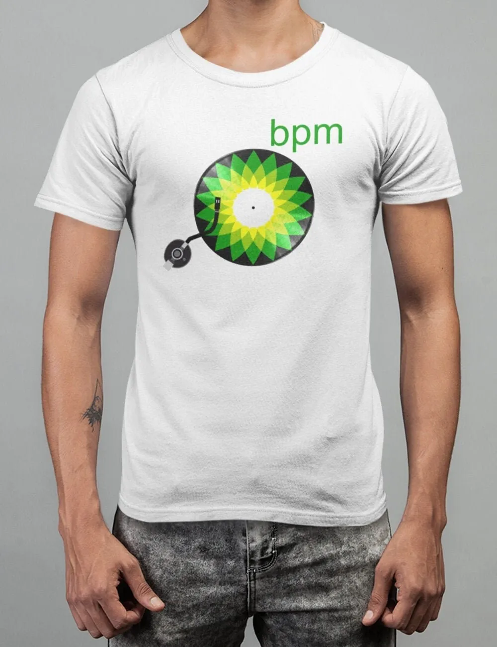 Bp Logo Parody T Shirt Bpm Record Player Vinyl Junkie Addict Funny Musical Gifts