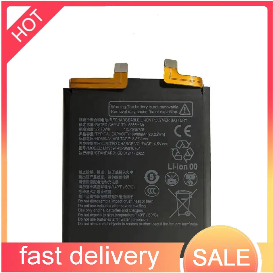 

Li3959t45p8h816761 Mobile Phone Battery 6000Mah Reliable Power Good Low-Temperature Performance For Zte Nubia Z60 Ultra NX721J