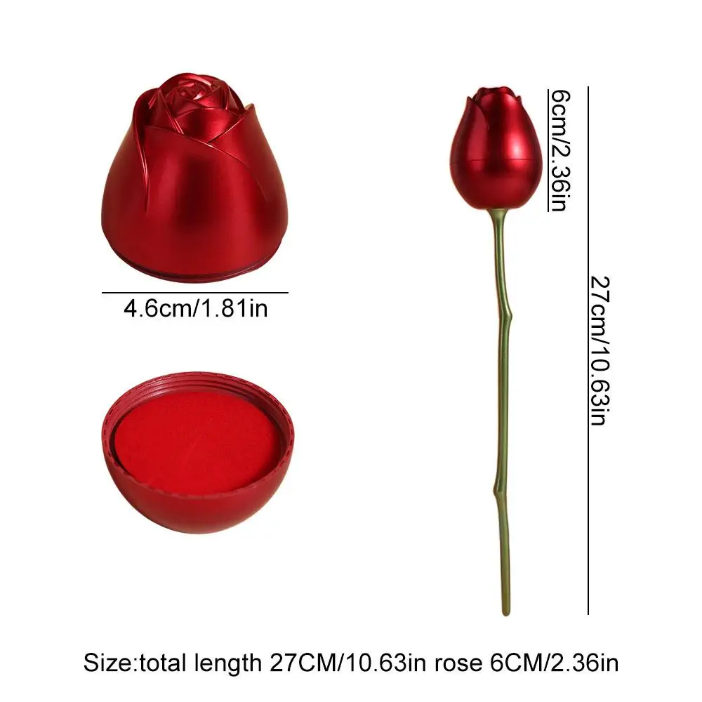 Romantic Simulation Rose Ring Box Red Velvet Gift Display Box Portable Pendant Packaging Jewelry Storage Box For Girlfriend Gift