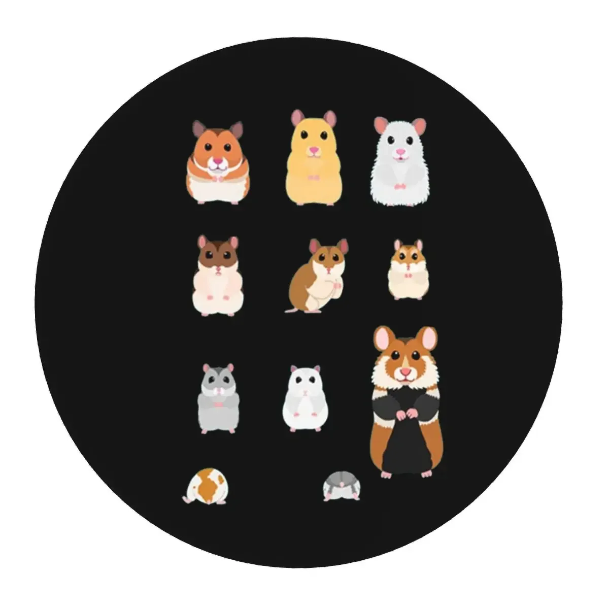 Hamster Breeds Syrian Hamster Round Mouse Pad Computer Keyboard Mouse Mat Gaming Laptop Desk Mat Office Accessories Table Mats