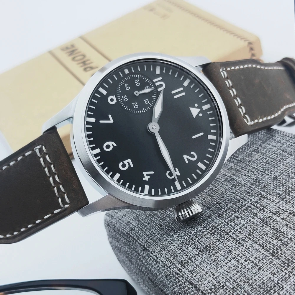 شعار مخصص 42 مللي متر الياقوت الزجاج الرجال ساعة St3600 اليد لف Movt الرياضة الجلود مضيئة Reloj العقيمة الهاتفي مقاوم للماء Reloj