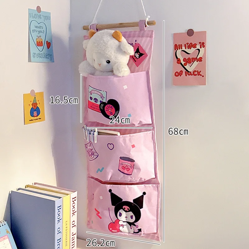 Kuromi Student Cartoon Wall-Mounted Storage Bag Miscellaneous Storage Artifact Cute Cartoon Sanrio Socks Underwear Storage Bag