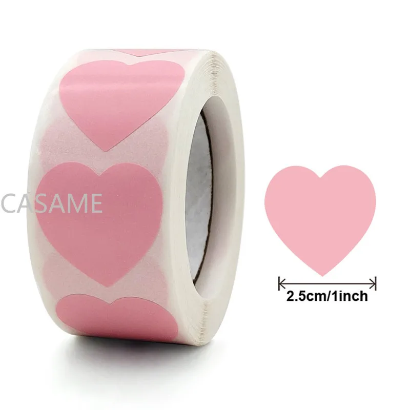 500Pcs/Roll Love Heart Shaped Sticker Seal Labels Birthday Party Gift Packaging Cute Stationery Sticker Scrapbooking for Craft