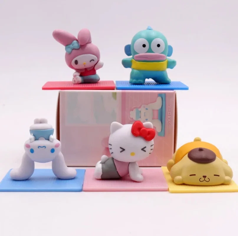 New Bowknot Yoga Kuromi Cinnamoroll Blind Box Kawaii Mini Decorative Action Figure Trendy Toys Girls Birthday Commemorate Gift
