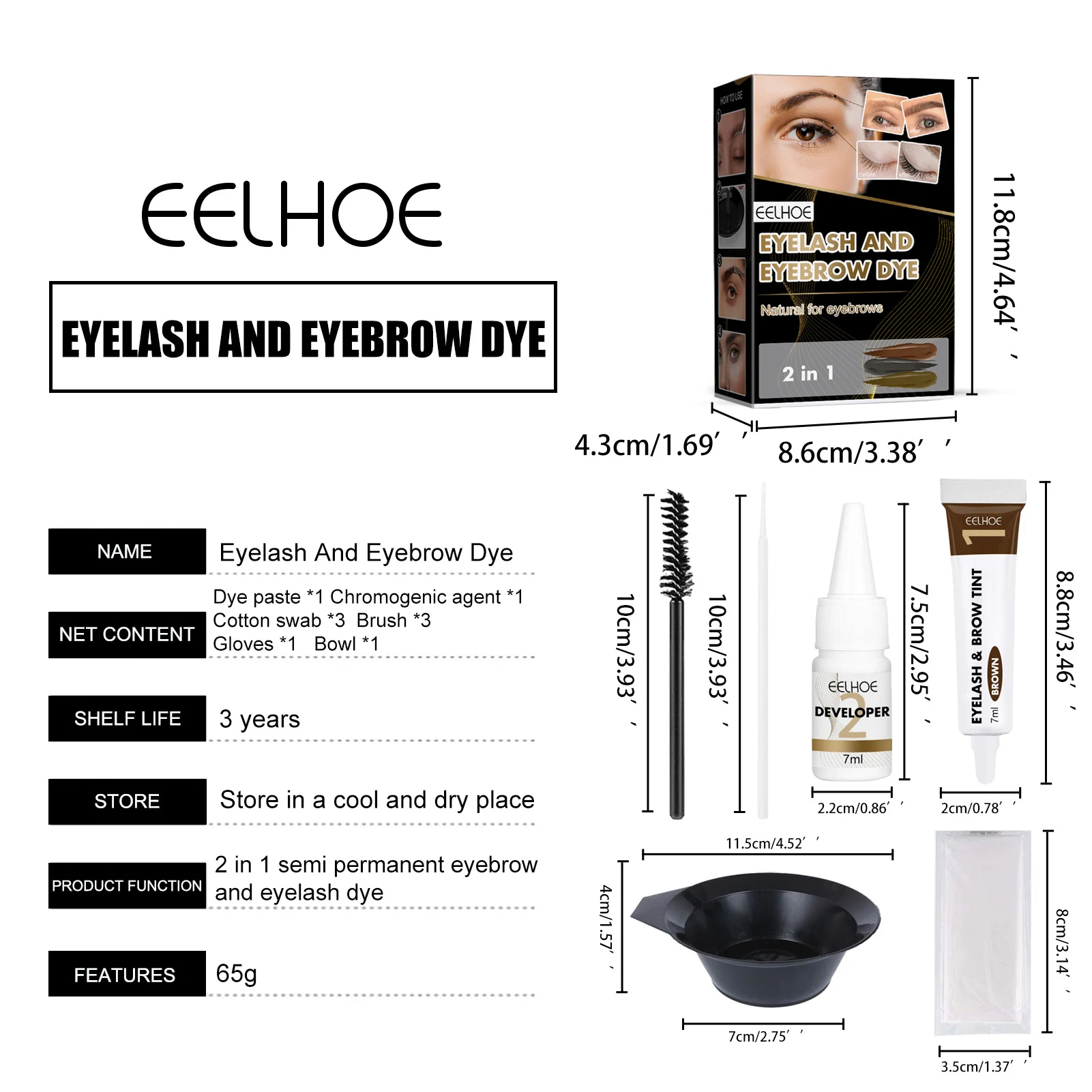 Eyelashes Eyebrow Eyelash Dye Paste Tint Kit Professional Permanent Mascara Color Brow & Lashes Dye Set