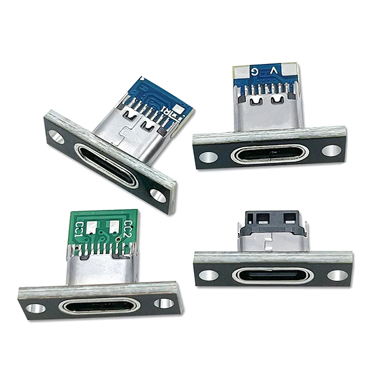 1pc Type-C Female Connector Jack Charging Port USB 3.1 Type C Socket With Fixing Plate