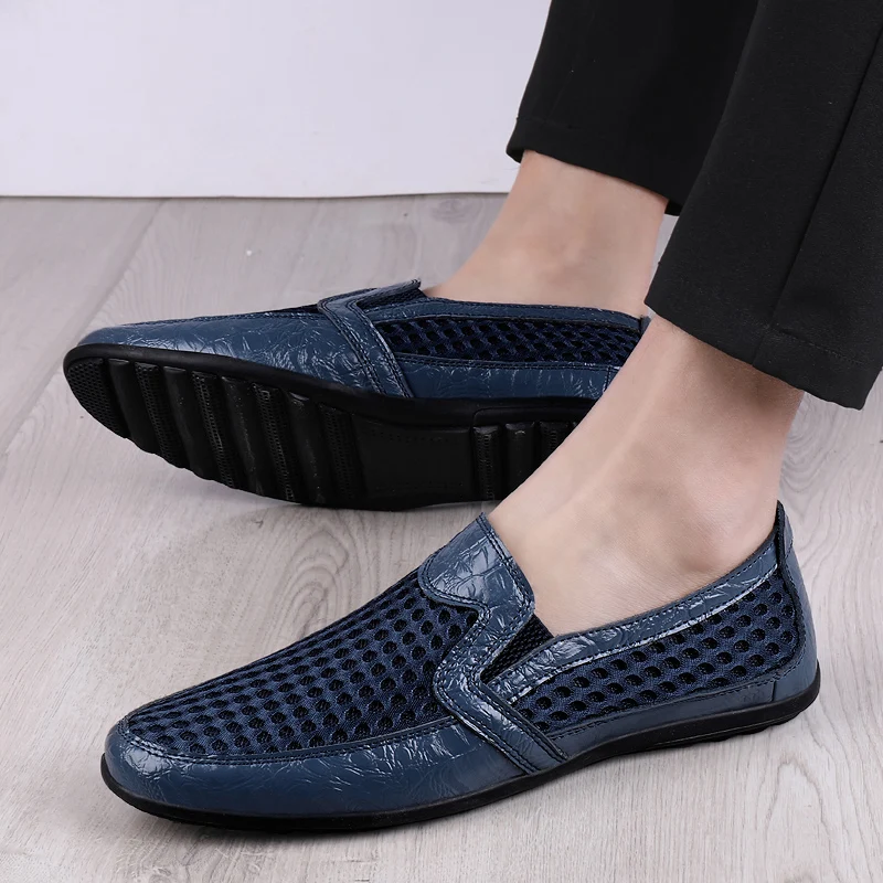 New summer men's casual shoes breathable mesh fashionable loafers outdoor anti slip sports shoes lightweight walking shoes