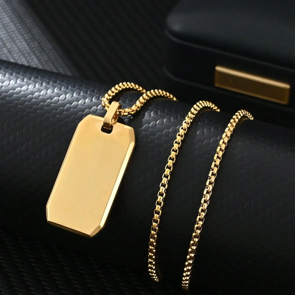 European American Hip Hop Men Necklace Stainless Steel Polished Military Dog Tag Engraved Identity Pendant Fashion Accessories