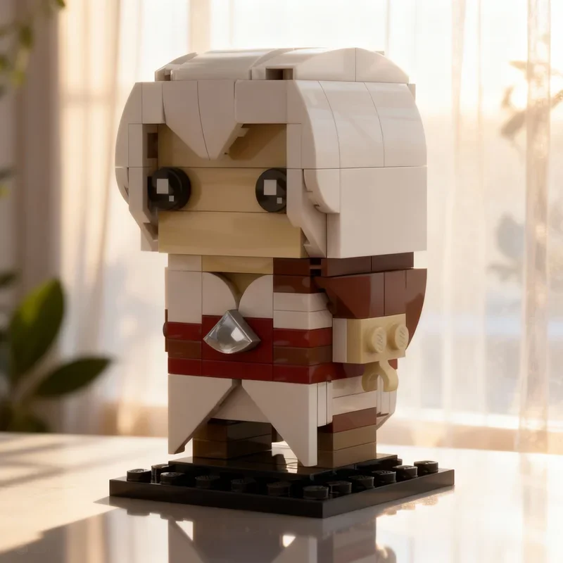 131 Piezas MOC Brickheadz Assassin's Creed Ezio, Juguetes de Construcción, Regalos para Festivales, Bloques de Construcción, Arquitectura, DIY, Educación Creativa