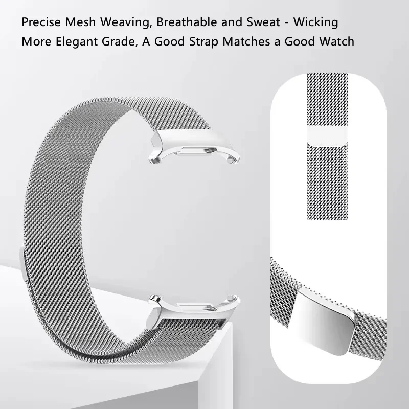 العصابات + حافظة لساعة سامسونج جالاكسي 8 40 ملم 44 ملم سوار ساعة معدني من الفولاذ المقاوم للصدأ مع غطاء لساعة جالاكسي 8 حلقة ميلانيزية