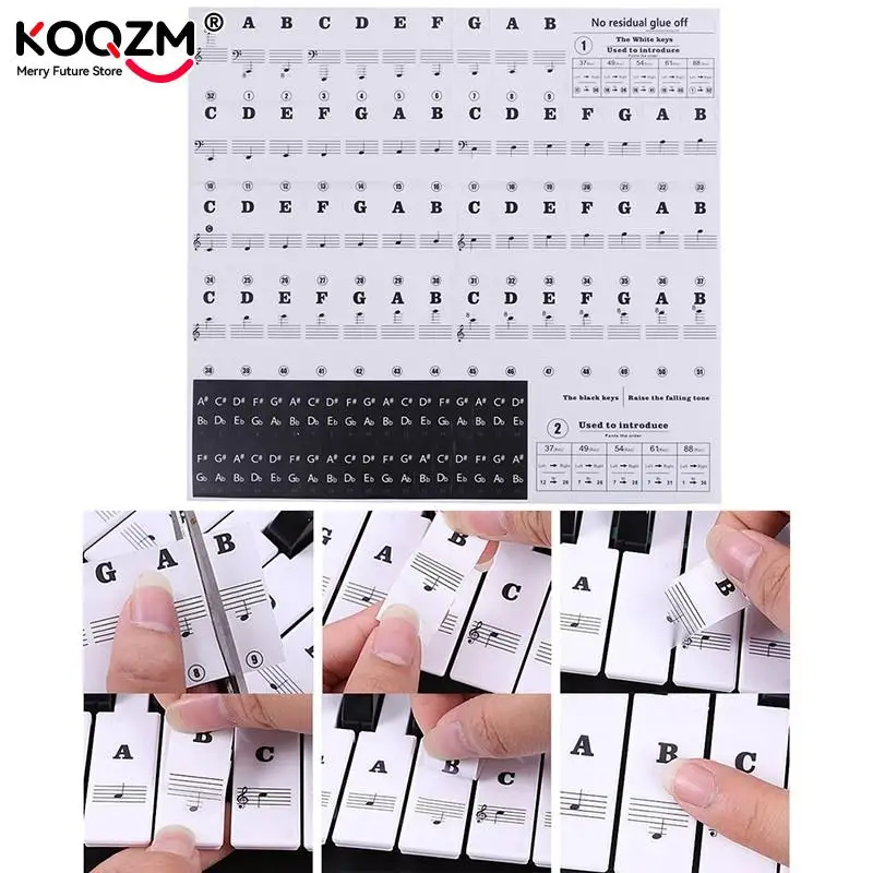 Piano Sticker Transparent Piano Keys Electronic Keyboard Key Sticker Piano Stave Note Sticker For Key Music Decal