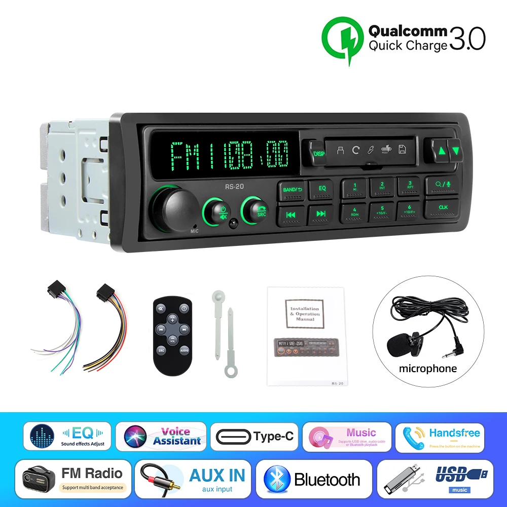 1DIN Retro Autoradio MP3 Speler Stereo FM AM RDS DAB Ontvanger QC3.0 Bluetooth Voor Porsche VW Mercedes Benz BMW Land Rover Audi