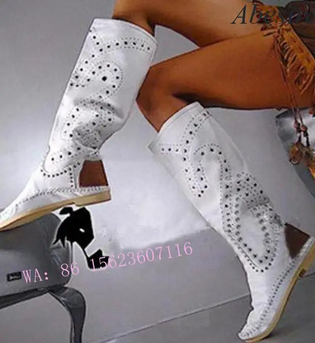 New Winter Stitching Rhinestone High-Heeled Women\'s Boots Suede Round Toe Fashionable Heightening Knee-High Women\'s Boots