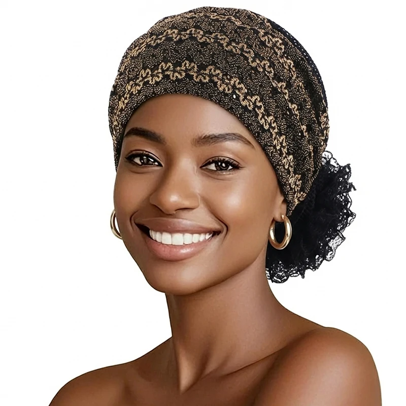 Nouveau Chapeau Foulard Musulman en Dentelle Respirante à Motif Floral, pour Soins Capillaires et Contre la Chute des Cheveux